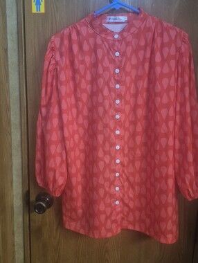 OC Order Plus Red Patterned Women's Button-Up Blouse.   Box 52